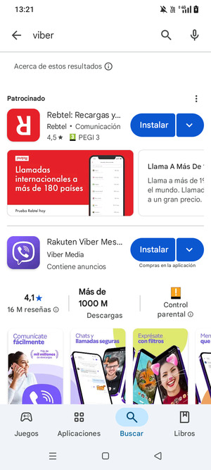Seleccione la aplicación