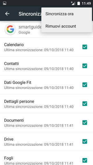Seleziona Sincronizza ora