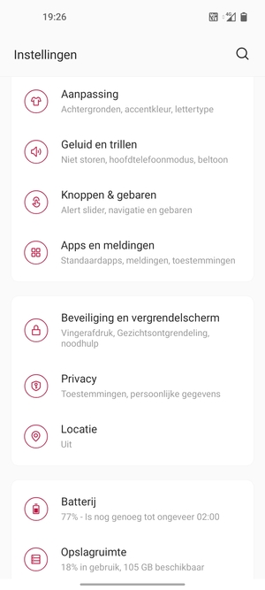 Scroll naar en selecteer Beveiliging en vergrendelscherm