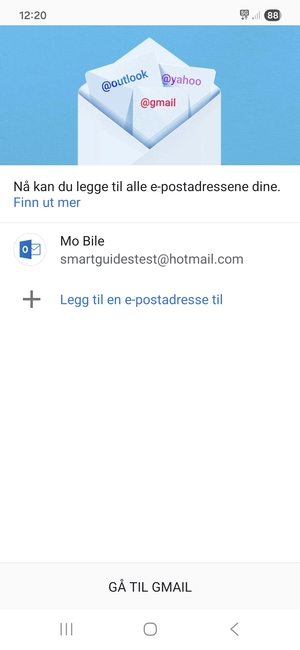 Velg GÅ TIL GMAIL