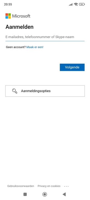 Voer uw Hotmail adres in en selecteer Volgende