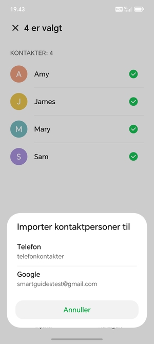 Vælg din Google konto