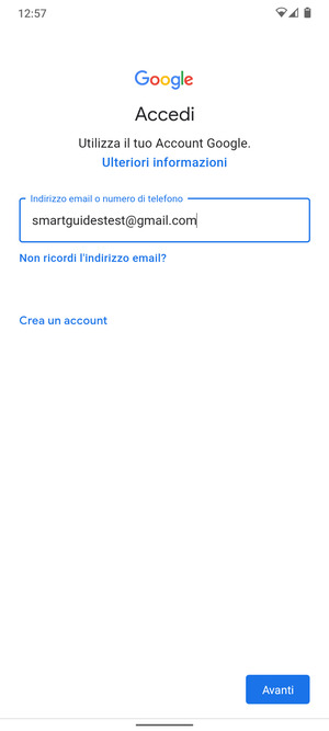 Inserisci il tuo indirizzo Gmail e seleziona Avanti