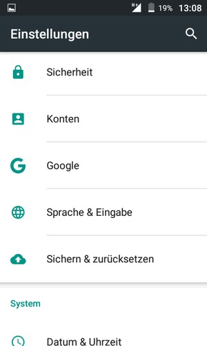 Scrollen Sie und wählen Sie Konten