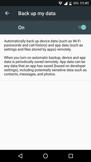 Turn Back up my data on