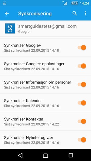 Forsikre deg om at Synkroniser Kontakter er valgt