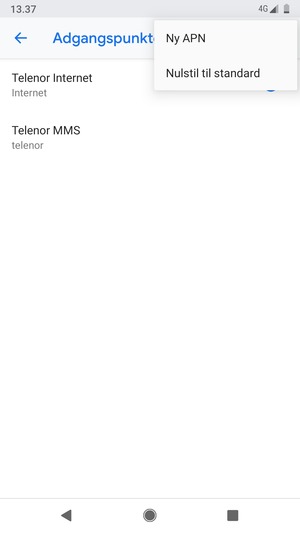 Vælg Nulstil til standard