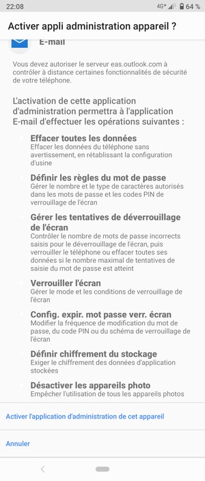 Sélectionnez Activer l'application d'administration de cet appareil