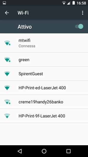 Ora sei connesso alla rete Wi-Fi