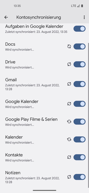 Ihre Kontakte von Google werden nun auf Ihr Handy synchronisiert