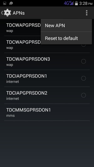 Select the Menu button and select Reset to default