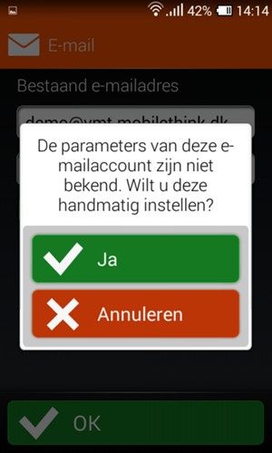 Selecteer Ja