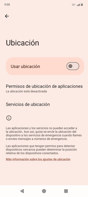 Desactive Usar ubicación
