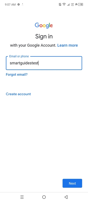 Enter your Gmail address and select Next