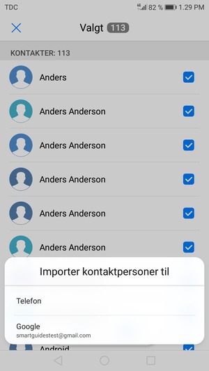 Vælg din Google konto