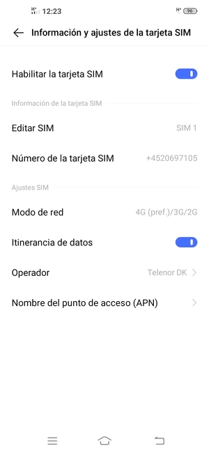 Activar o desactivar Itinerancia de datos