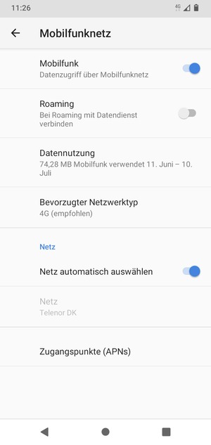 Wählen Sie Bevorzugter Netzwerktyp