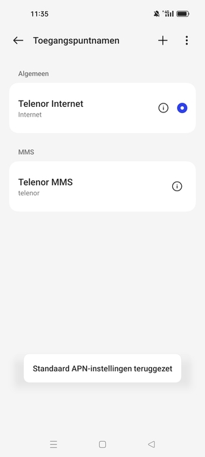 Selecteer Nieuwe APN