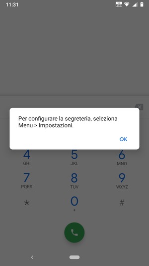 Se la segreteria telefonica non è configurata, seleziona OK