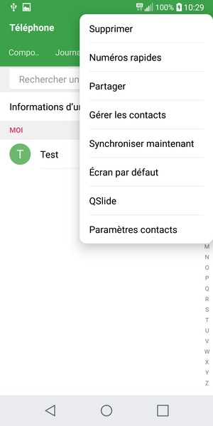 Sélectionnez Gérer les contacts