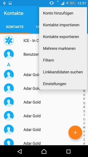 Wählen Sie Kontakte importieren