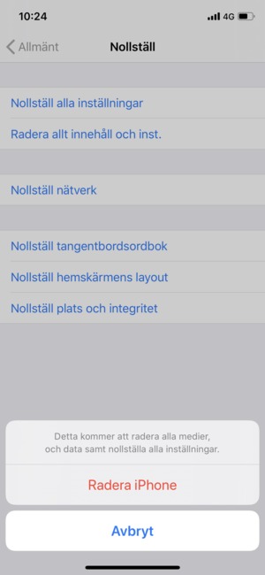 Välj Radera iPhone