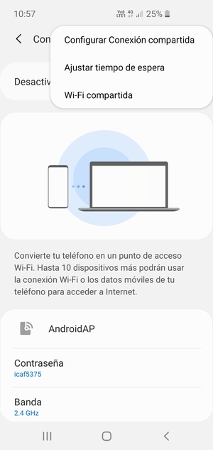 Seleccione Configurar Conexión compartida