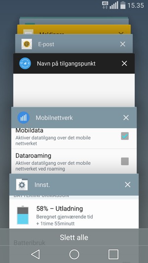Velg Slett alle for å lukke alle programmer som kjører