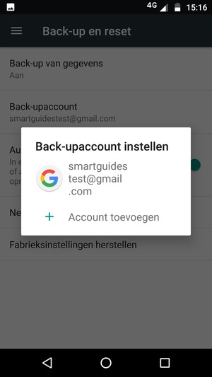 Selecteer uw back-up-account
