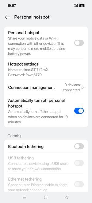 Select Hotspot settings