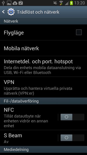 Välj Mobila nätverk