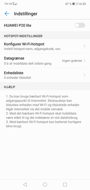 Vælg Konfigurer Wi-Fi-hotspot