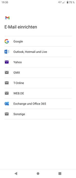 Wählen Sie Google