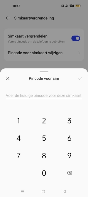 Voer Huidige pincode voor de simkaart in en selecteer OK