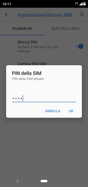 Inserisci PIN della SIM attuale e seleziona OK
