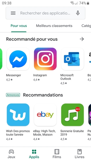Sélectionnez la barre de Recherche