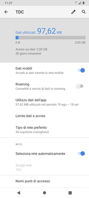 Scorri e seleziona Nomi punti di accesso