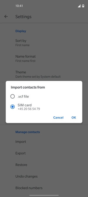 Select SIM card and OK