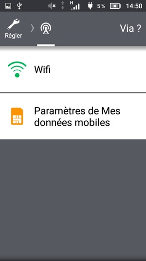 Sélectionnez Wifi
