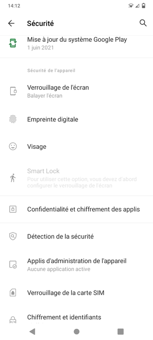 Faites défiler et sélectionnez Verrouillage de la carte SIM