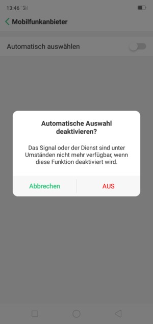 Wählen Sie AUS