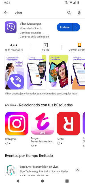 Seleccione la aplicación