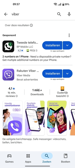 Selecteer de app