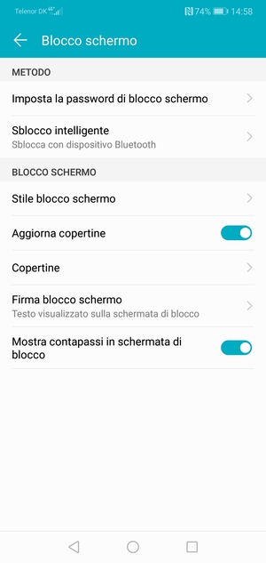 Seleziona Imposta la password di blocco schermo