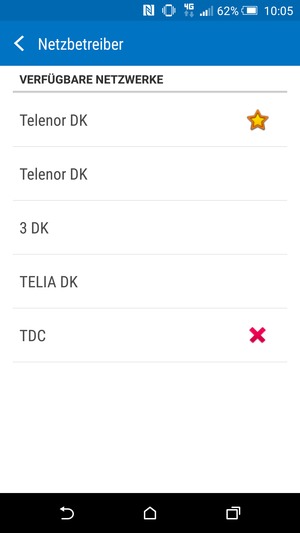 Wählen Sie einen Netzbetreiber von der Liste