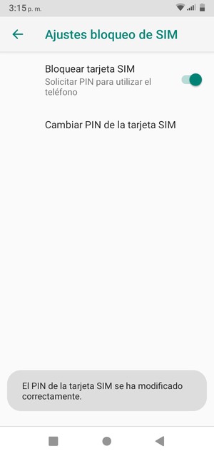 Su PIN de la tarjeta SIM ha sido cambiado