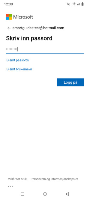 Skriv inn passord og velg Logg på