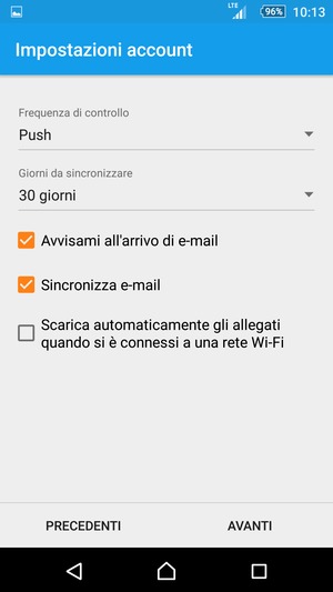 Seleziona AVANTI