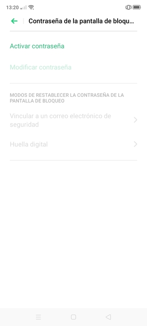 Seleccione Activar contraseña