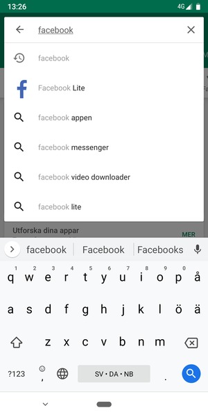 Ange app-namnet och välj Sök